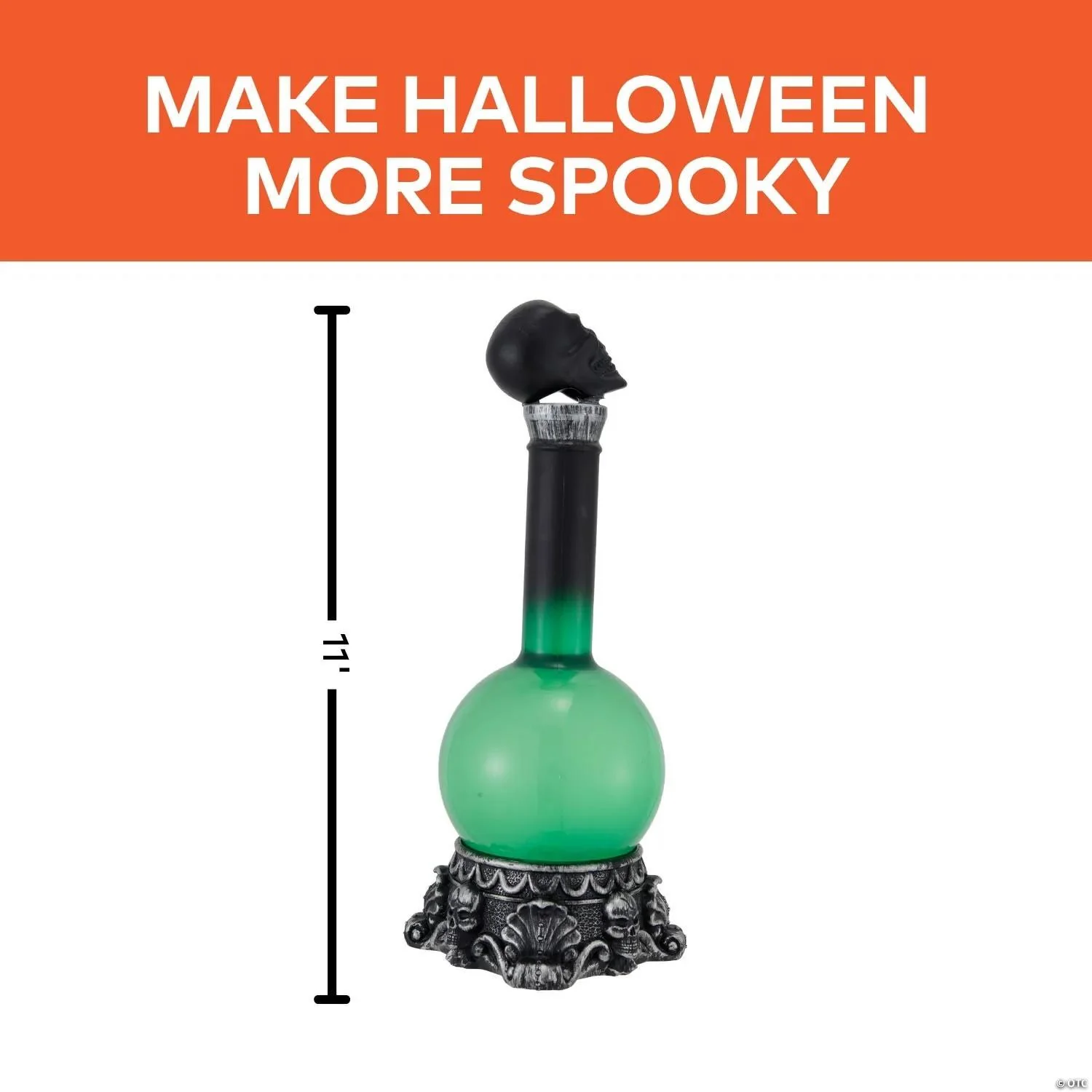 11" Light-Up LED Green Potion Bottle with Skulls - Image 2