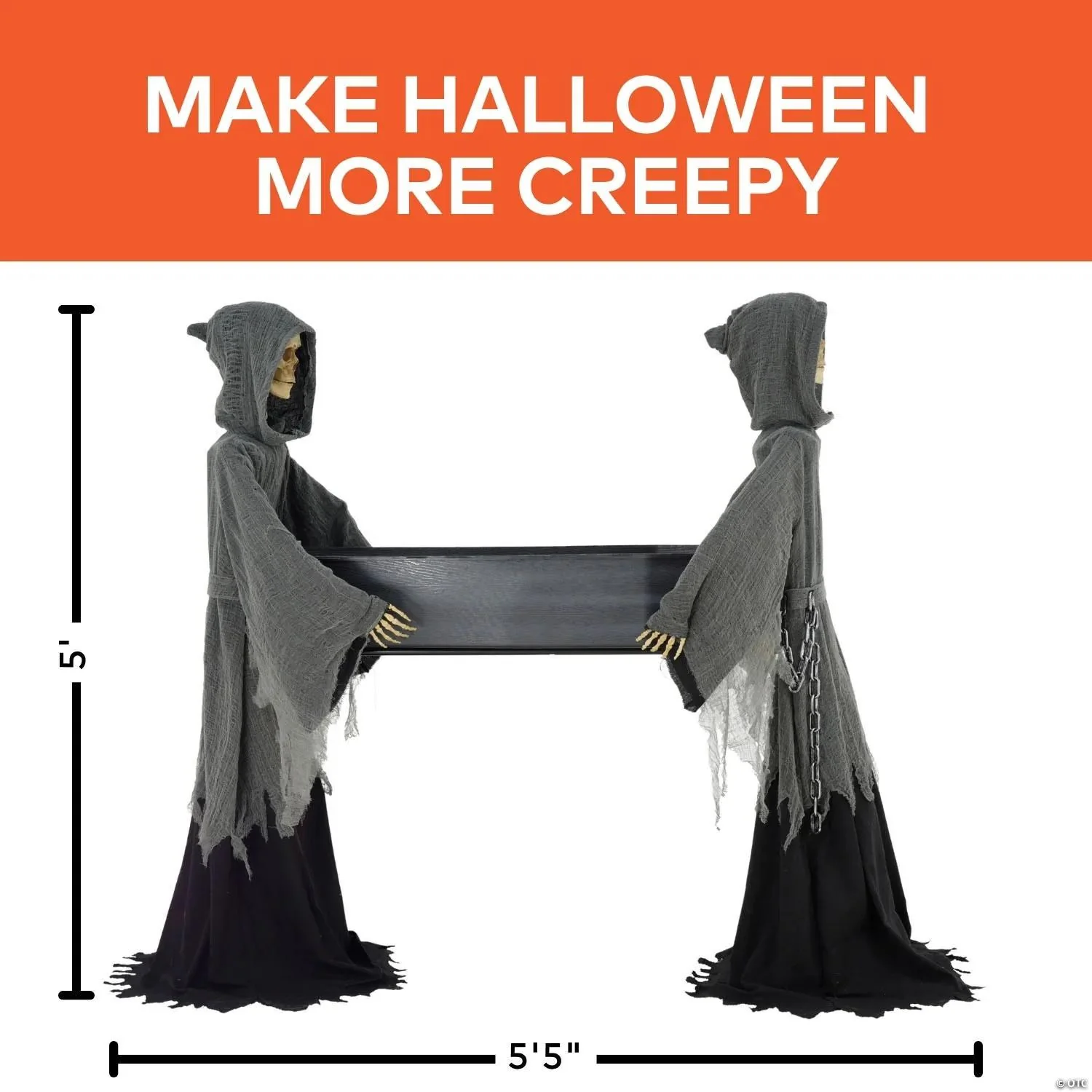 5 Ft. Two Skeleton Reapers Carrying a Coffin - Image 2