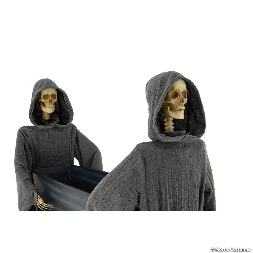 5 Ft. Two Skeleton Reapers Carrying a Coffin - Image 3