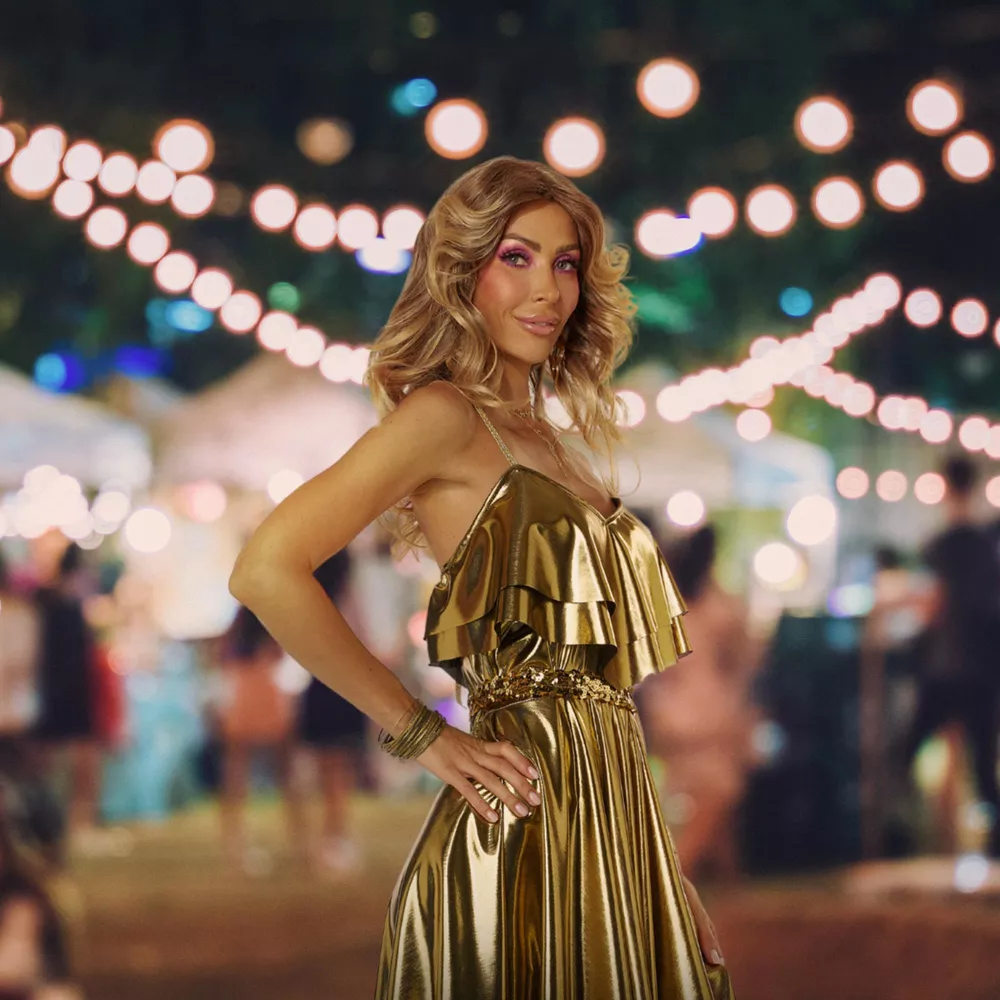 70’s Disco Gold Dress Costume - Image 4