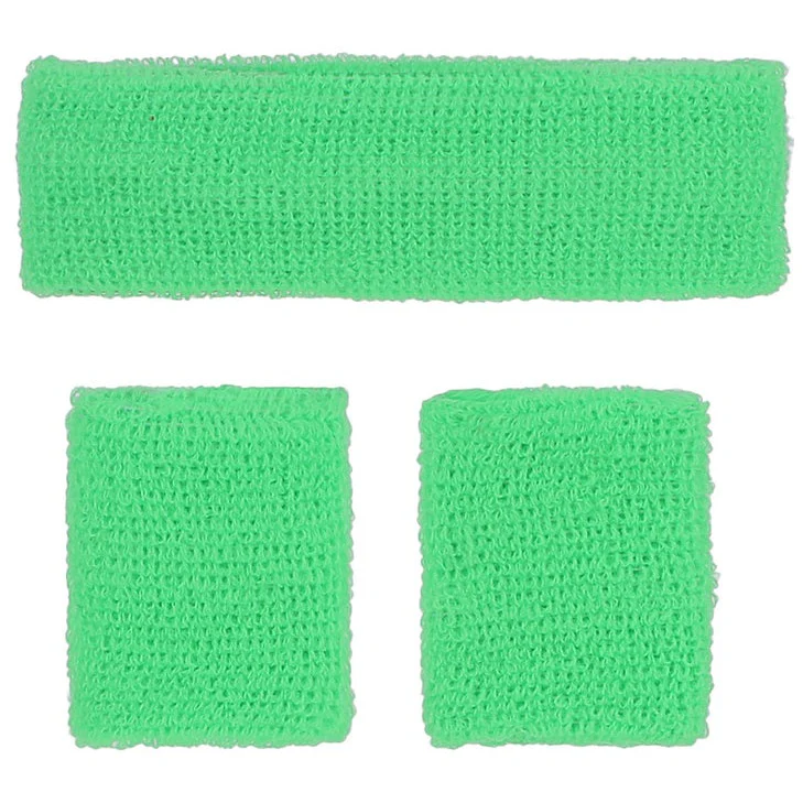 80s Neon Sweatbands, Green - Image 2
