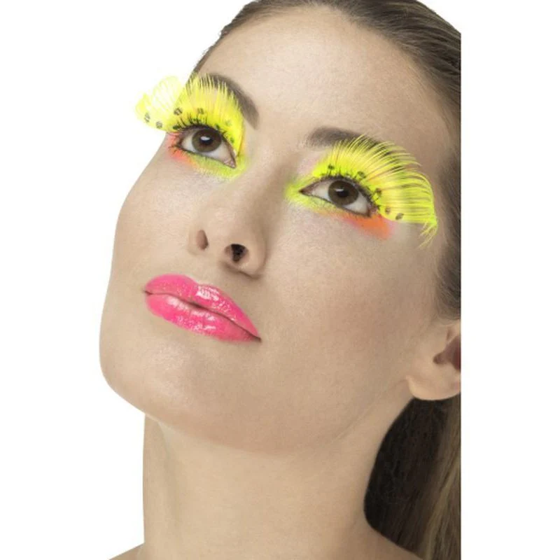 80s Polka Dot Eyelashes - Neon Yellow