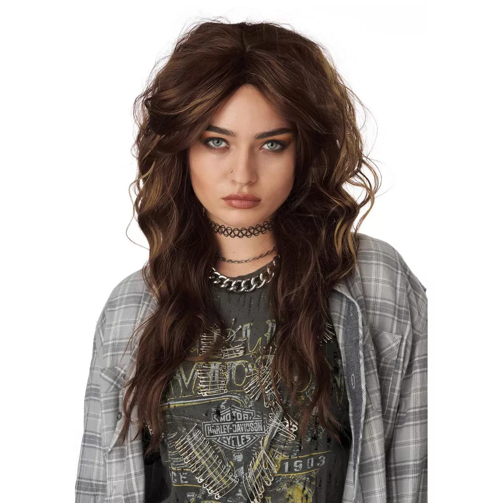 90'S Grunge Rocker Adult Wig (Brunette)