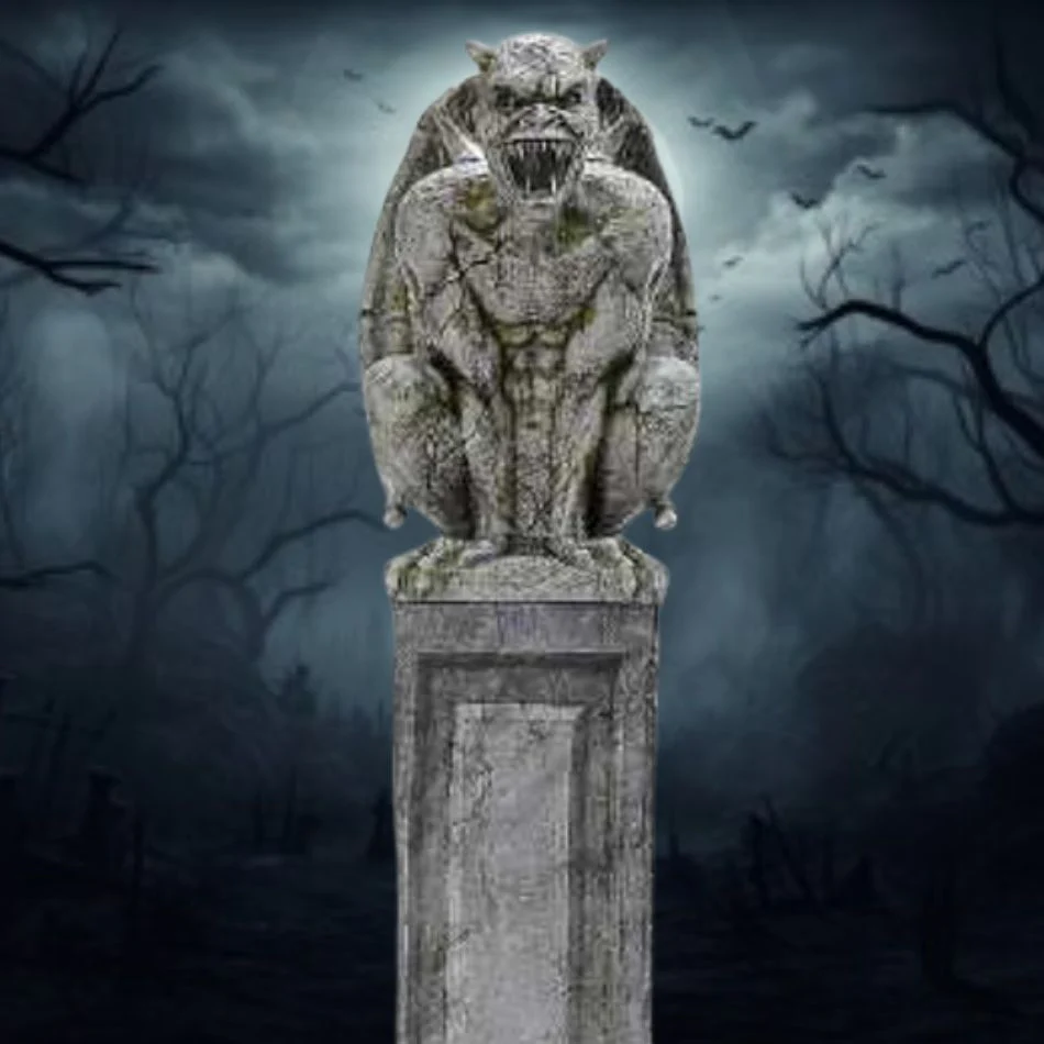 96" Oversized Gargoyle Pillar Animated Halloween Prop - Image 2