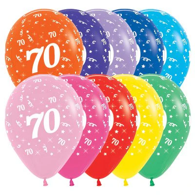 Age 70 Fashion Assorted 30cm Latex Balloons