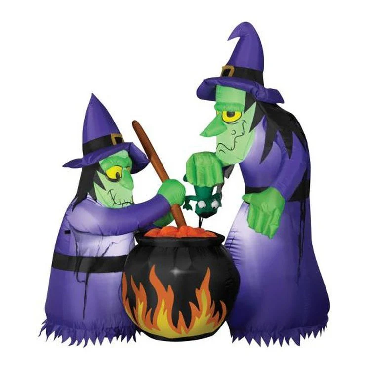 Airblown Double Bubble Witches With Cauldron Inflatable - Image 2