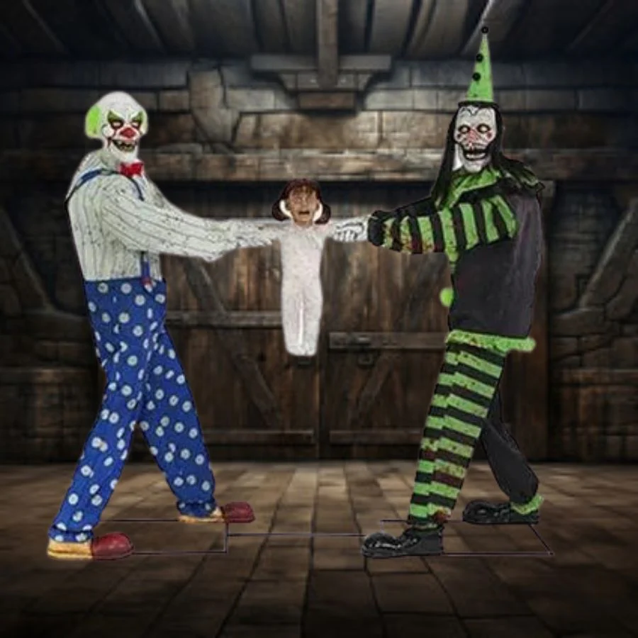 Animated Tug Of War Clowns - Green and Black