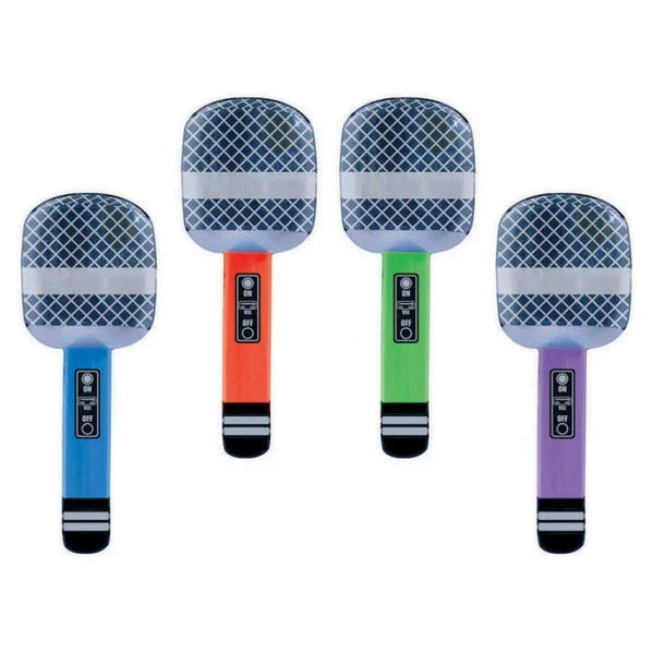 Assorted Colour Inflatable Microphones 26.6cm (Pk 4)