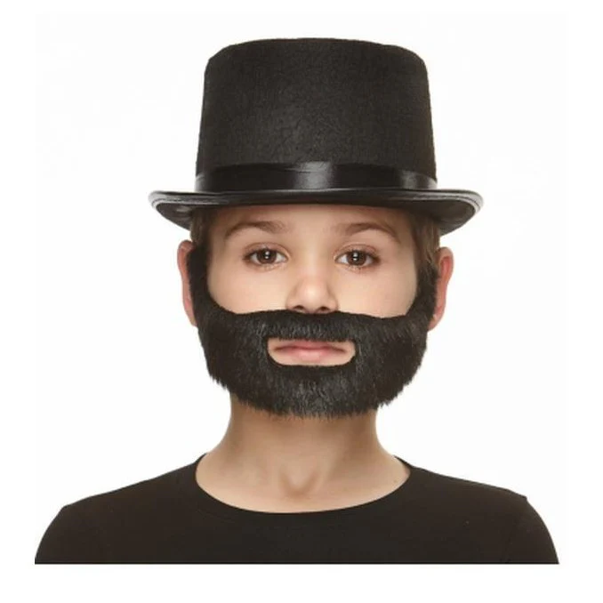 Black Bushy Beard With Moustache And Sideburns Small