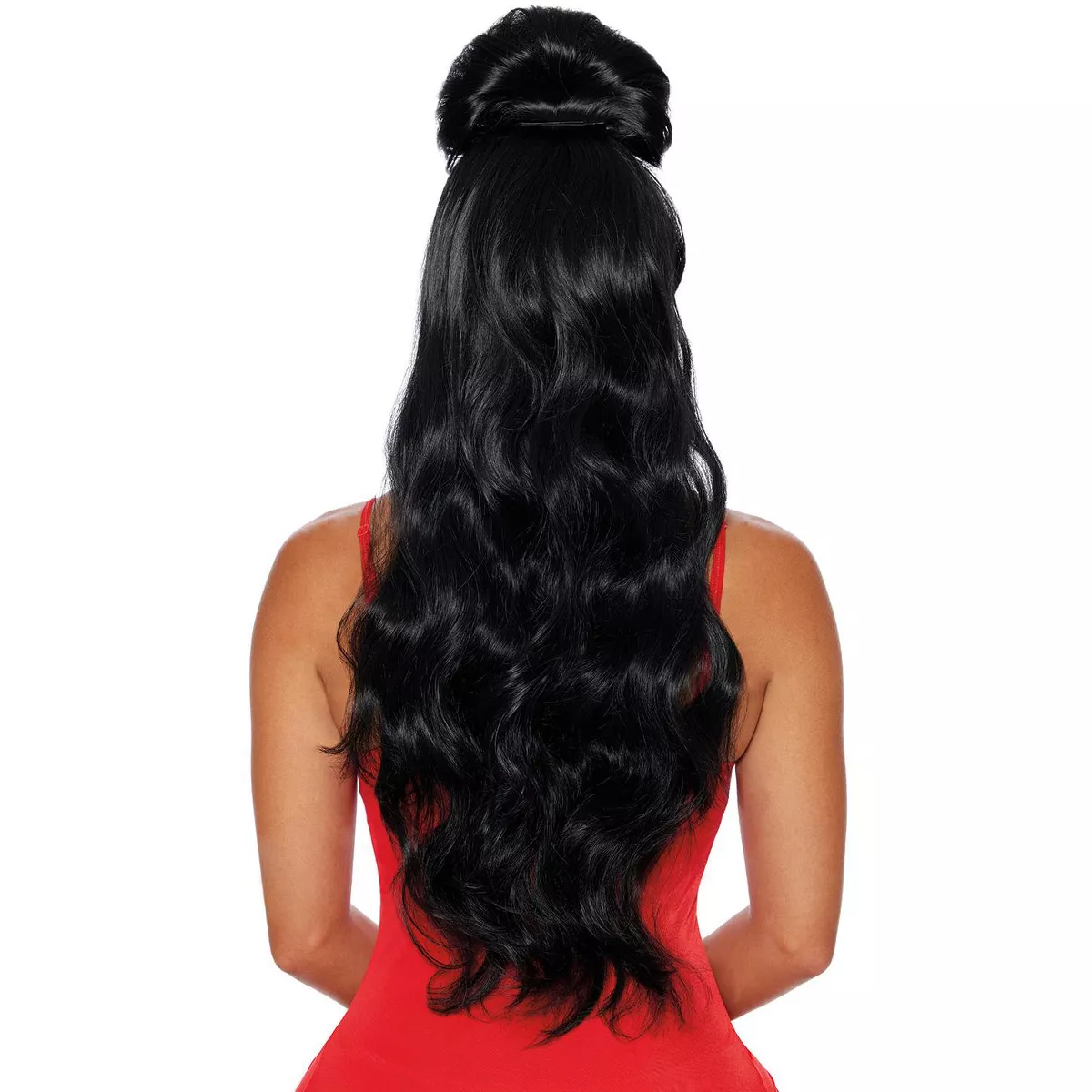 Black Extra Long Pompadour Adult Wig - Image 2