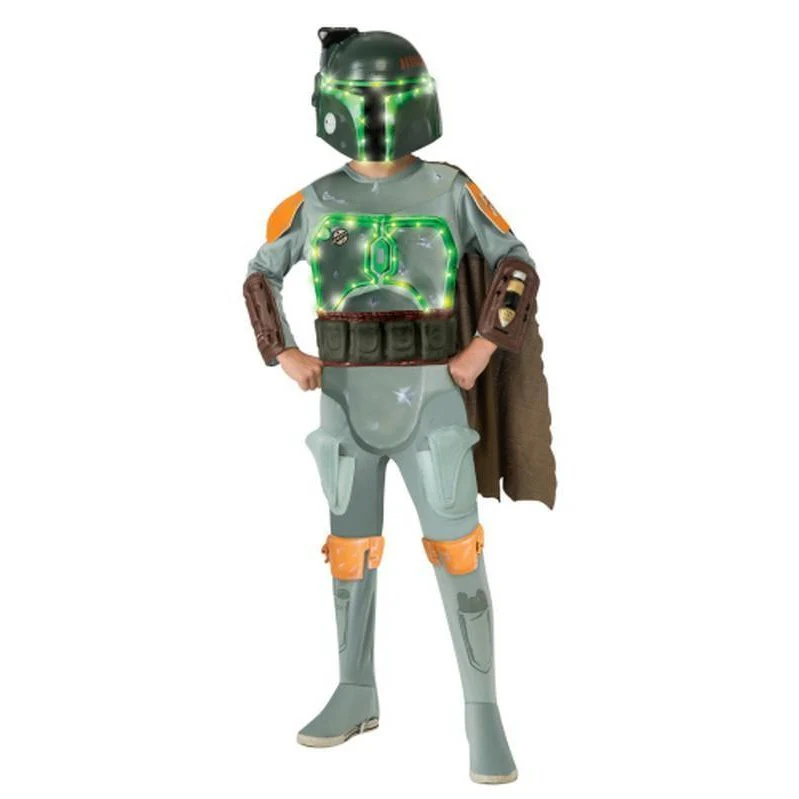 Boba Fett Star Wars Deluxe Light Up Child Size M
