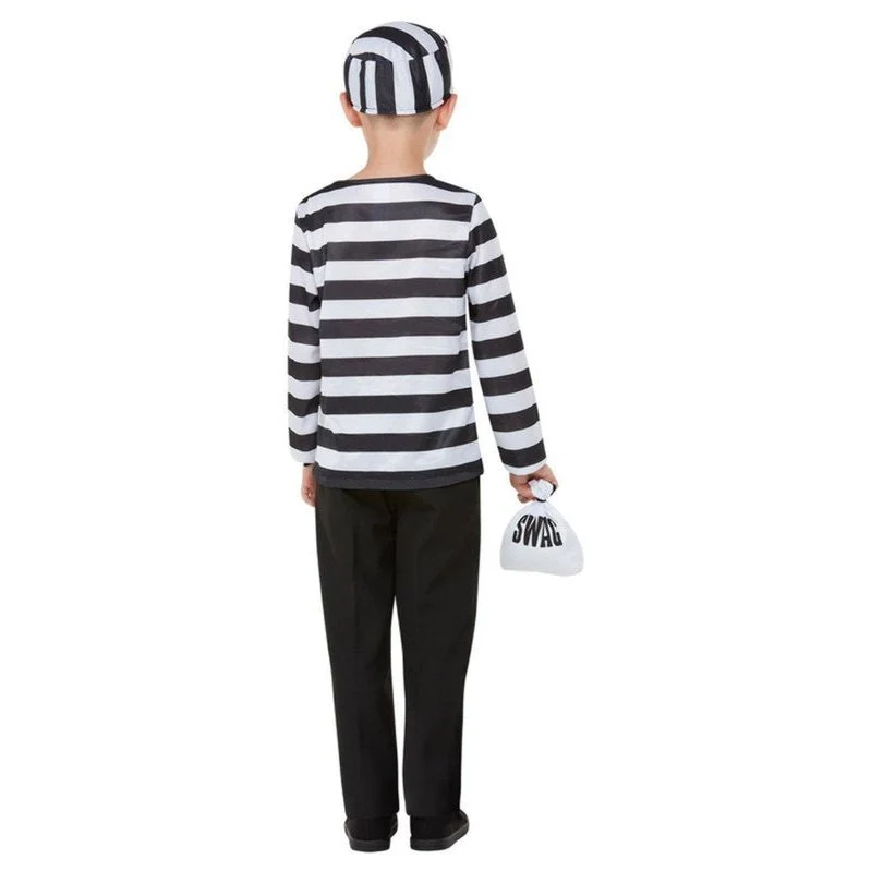 Convict Costume, Black & White, Eyemask, Hat & Swag Bag - Image 4