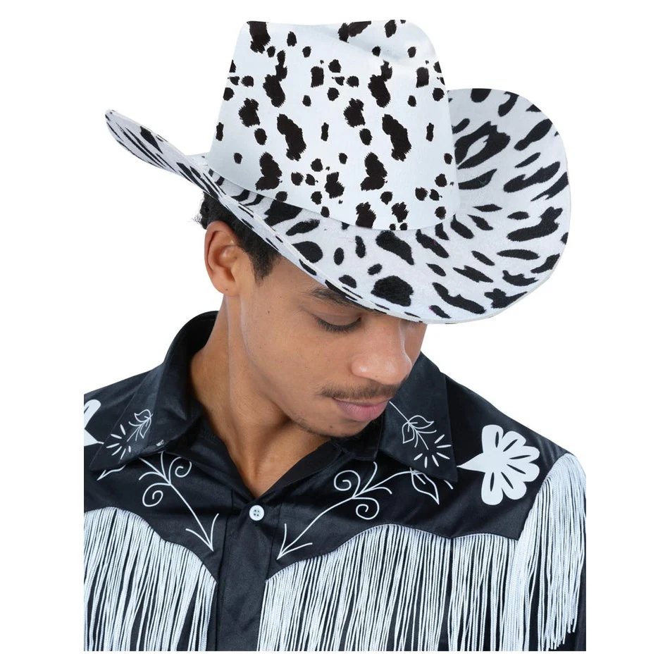 Cow Print Cowboy Hat, with Cord - Image 3