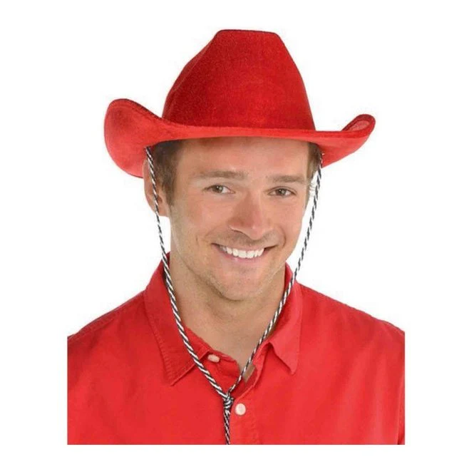 Cowboy Velour Hat Red