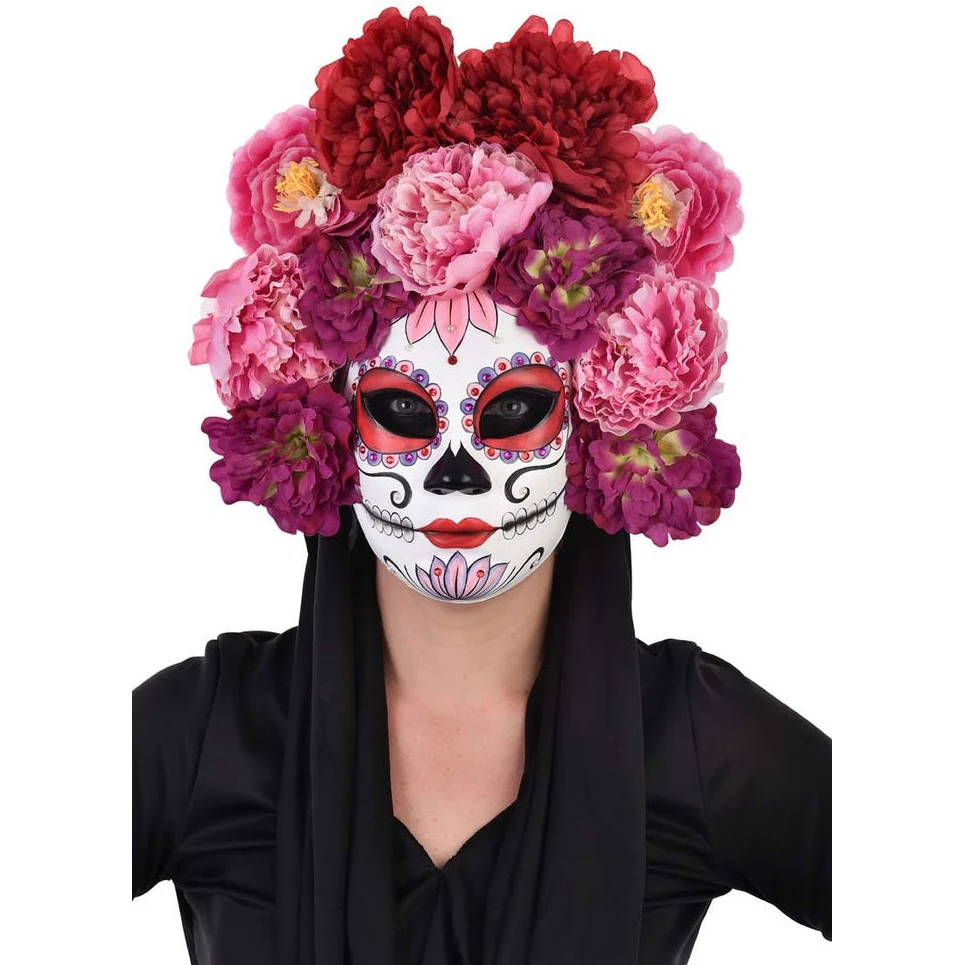 Day of the Dead Floral Mask Pink