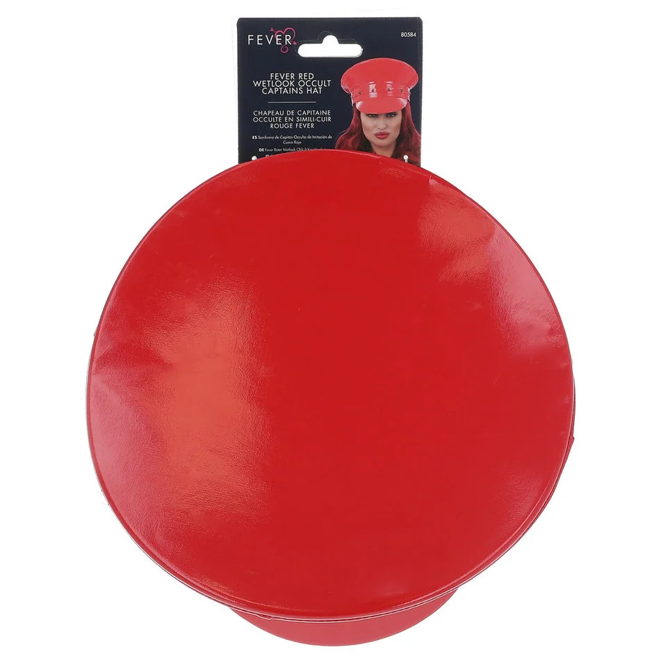 Deluxe Red Wetlook Studded Captains Hat - Image 2