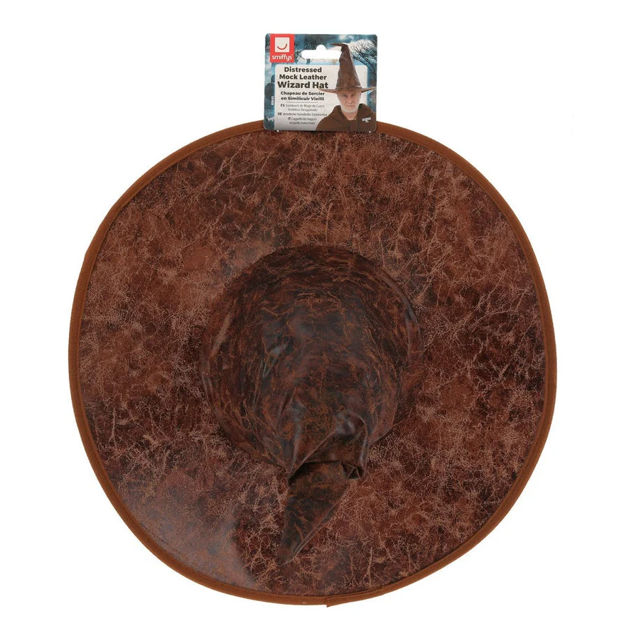 Distressed Mock Leather Wizard Hat - Image 3