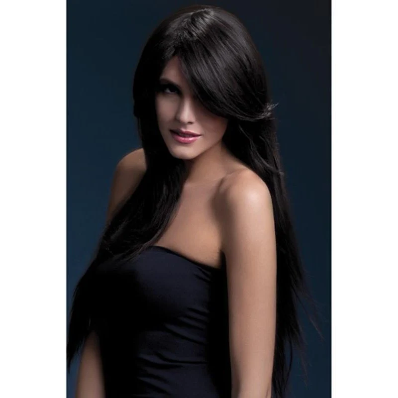 Fever Amber Wig - Brown, Long Straight with Feathered Fringe