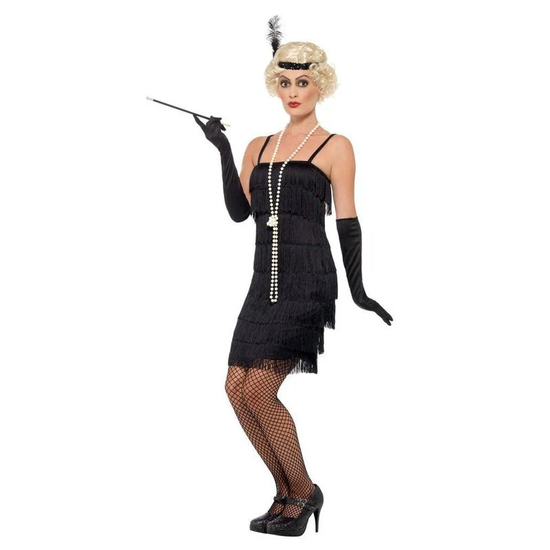 Flapper Costume - Black, with Short Dress - Image 4