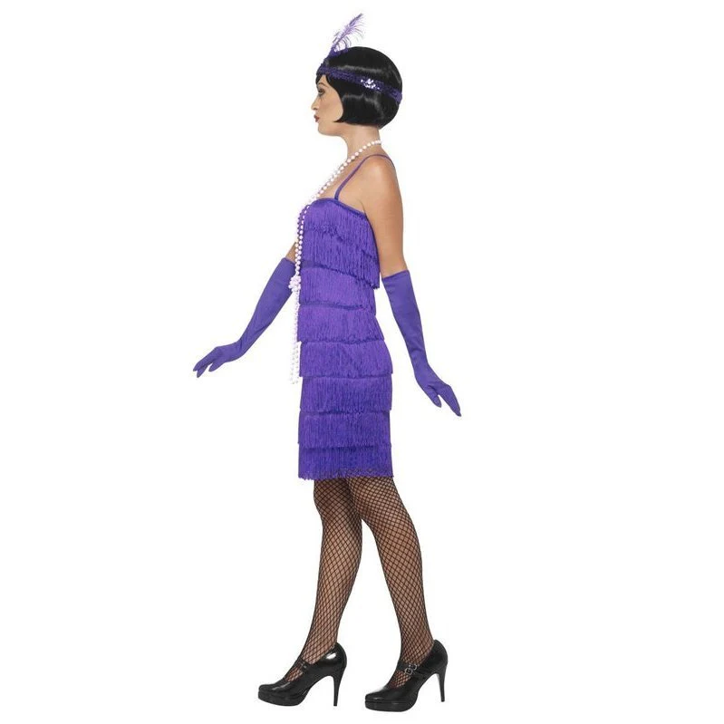 Flapper Costume - Purple, with Short Dress - Image 2