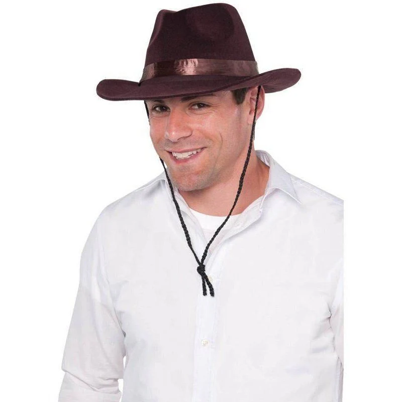 Flocked Cowboy Hat Brown - Image 2