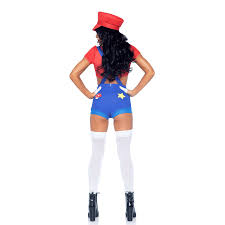Gamer Sidekick Sexy Costume With Hat-Red/Blue - Image 2