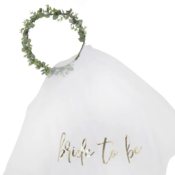 Ginger Ray Botanical Crown with Bride To Be Veil - Image 3