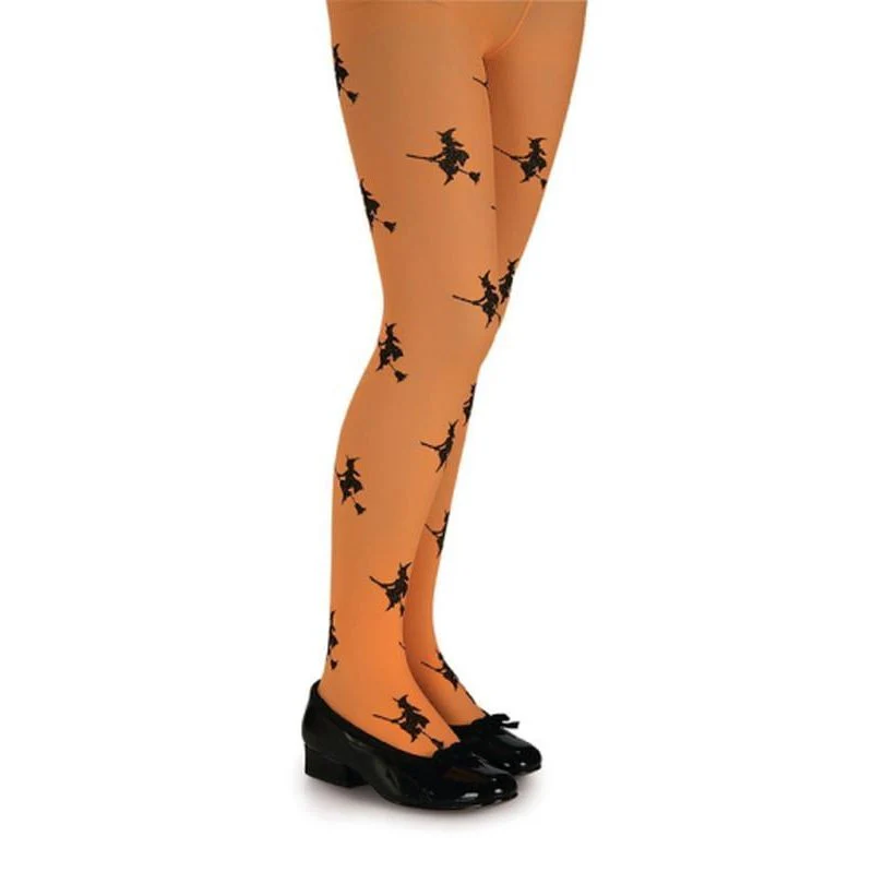 Glitter Witch Tights Orange, Child - Image 2