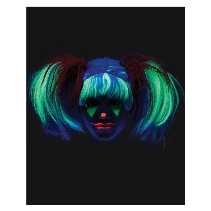 Glow In The Dark Punk Red Pigtails Wig - Image 3