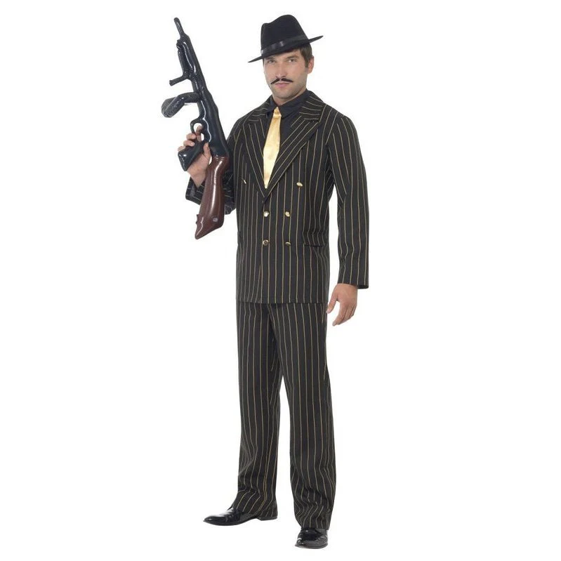 Gold Pinstripe Gangster Costume - Image 4