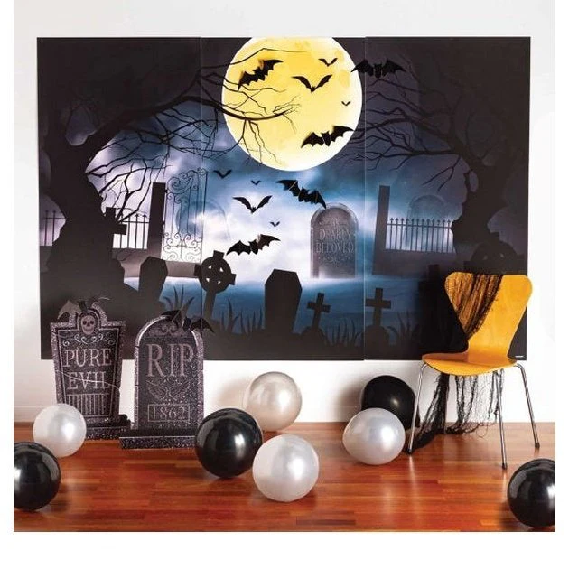 Graveyard Backdrop Deluxe Scene Setters Kit
