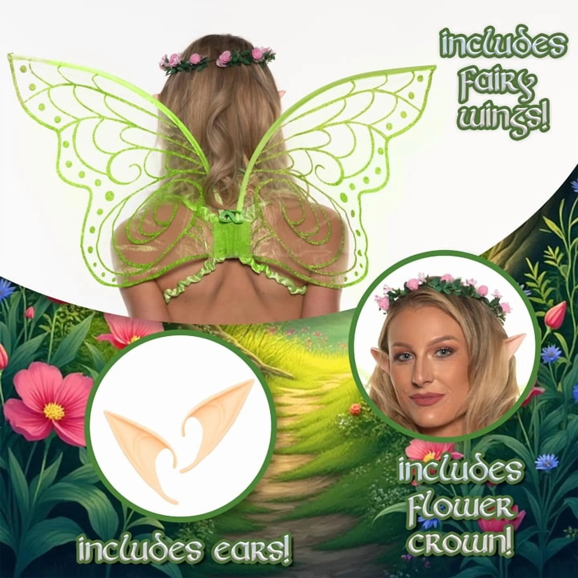 Green Fairy Adult Costume Accessory Kit - Image 2