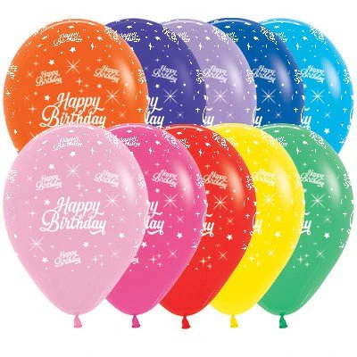 Happy Birthday Twinkling Stars Fashion Assorted Latex Balloons