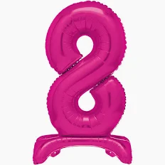 Hot Pink Number 8 Standing Foil Balloon 76cm - Air Fill