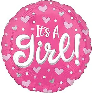 It's A Girl Round Foil Balloon 45cm