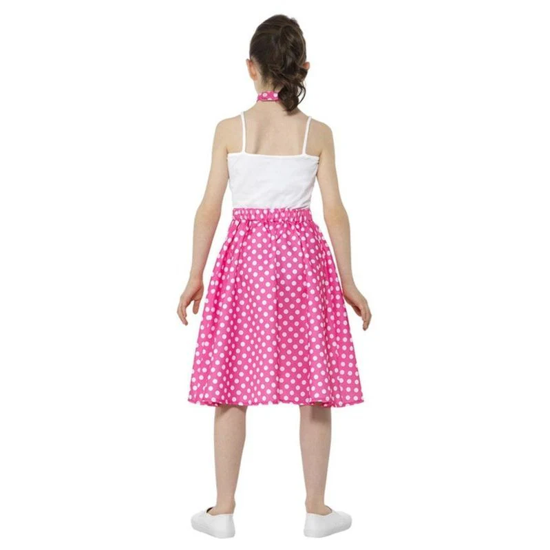 Kids 50s Polka Dot Skirt, Pink - Image 3