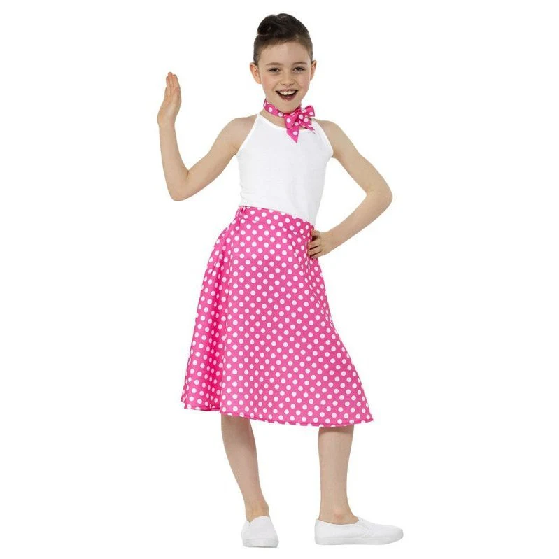 Kids 50s Polka Dot Skirt, Pink - Image 4