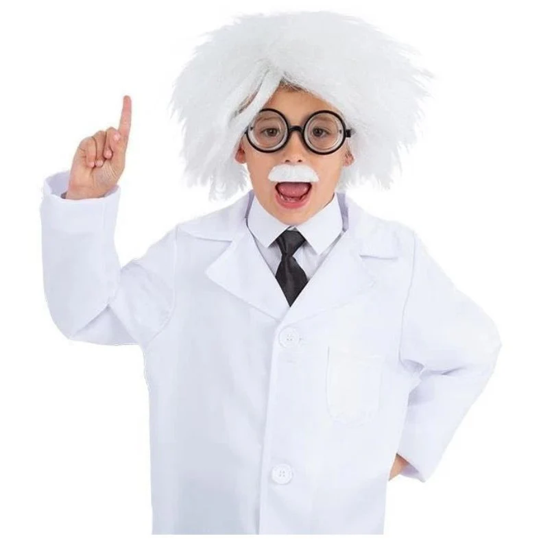 Kids Scientist Costume Set – Lab Coat, Wig, Glasses & Moustache