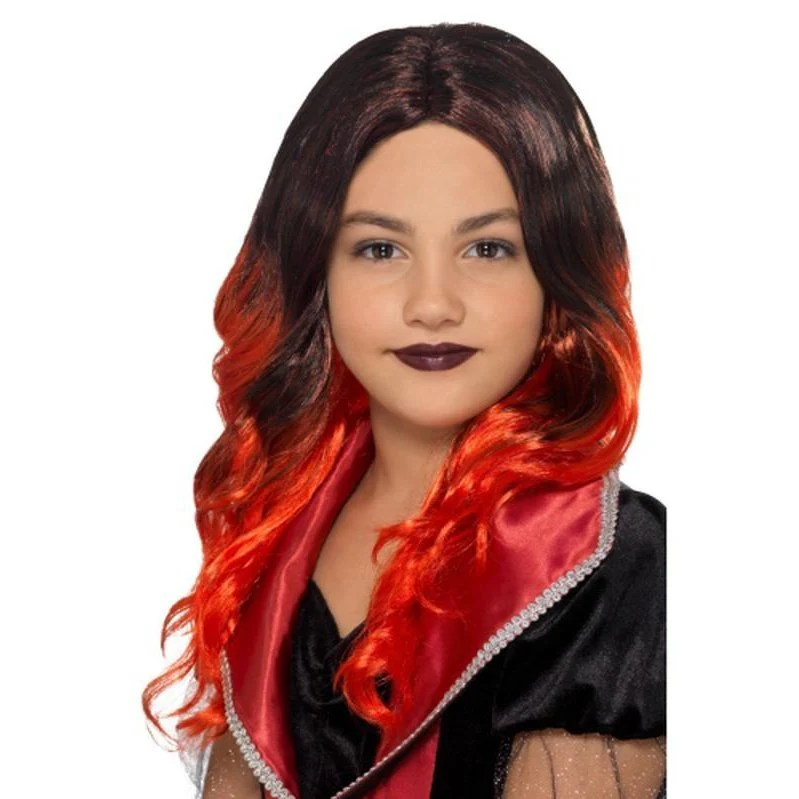 Kids Witch Wig, Black & Red