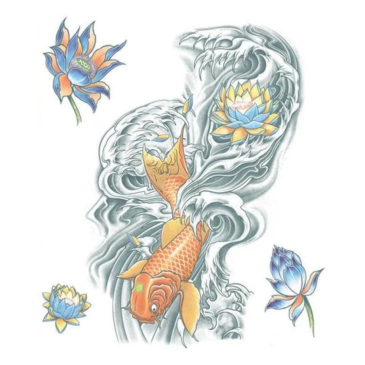 Koi Extra Large Temporary Tattoos