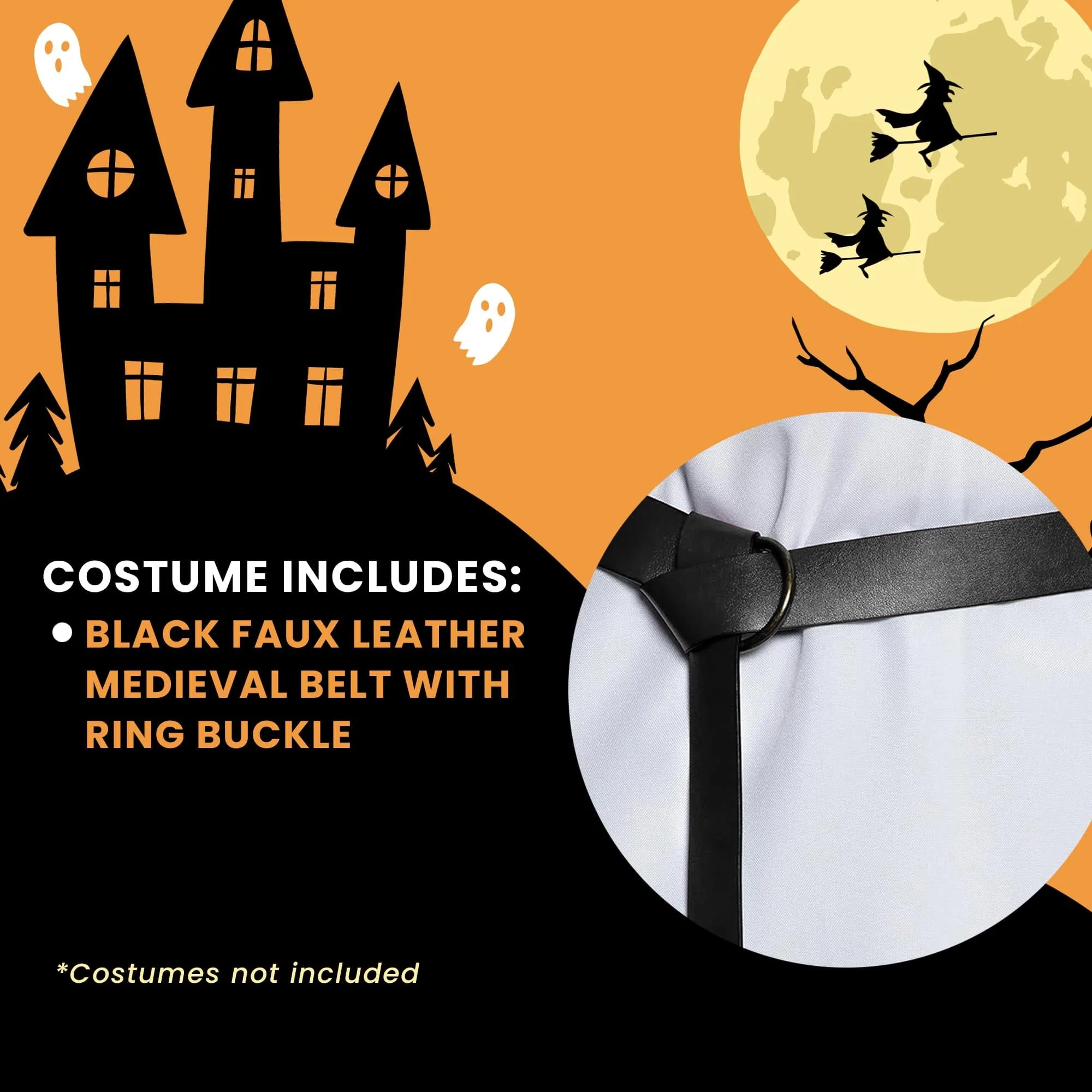 Medieval Black Faux Leather Belt, Adult - Image 3