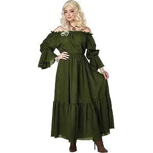 Medieval Renaissance Maxi Dress Women's Costume, Forest Green - Image 4