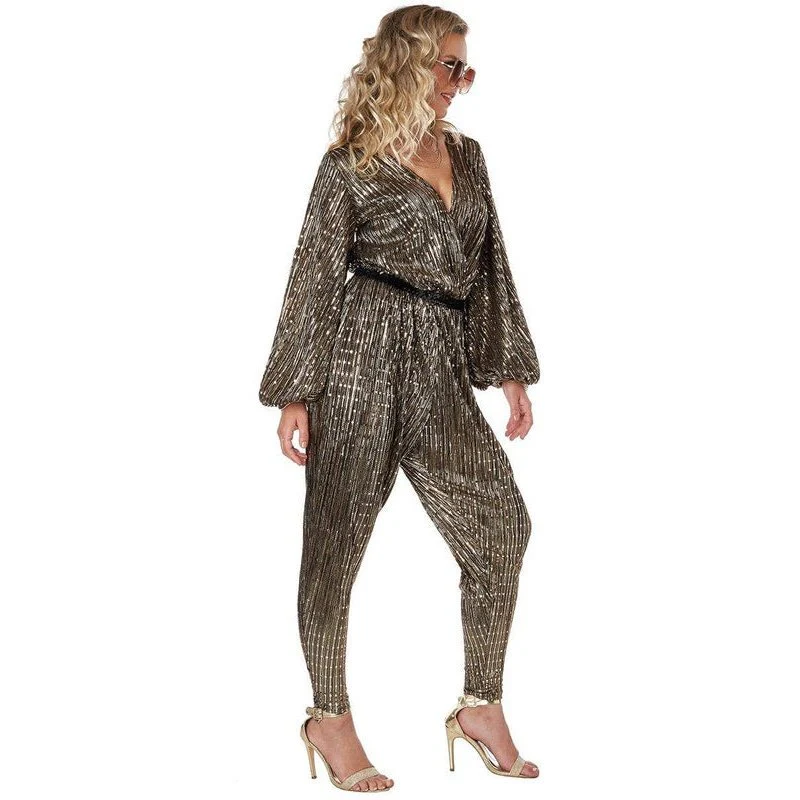 Metallic Gold Disco Queen Women's 1970's Costume - Image 2