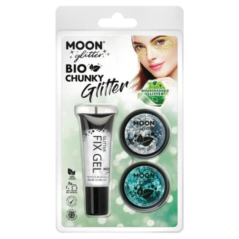 Moon Glitter Bio Chunky Glitter, Silver, Turquoise