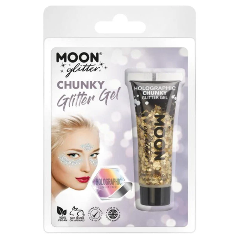 Moon Glitter Holographic Chunky Glitter Gel, Gold - Image 2