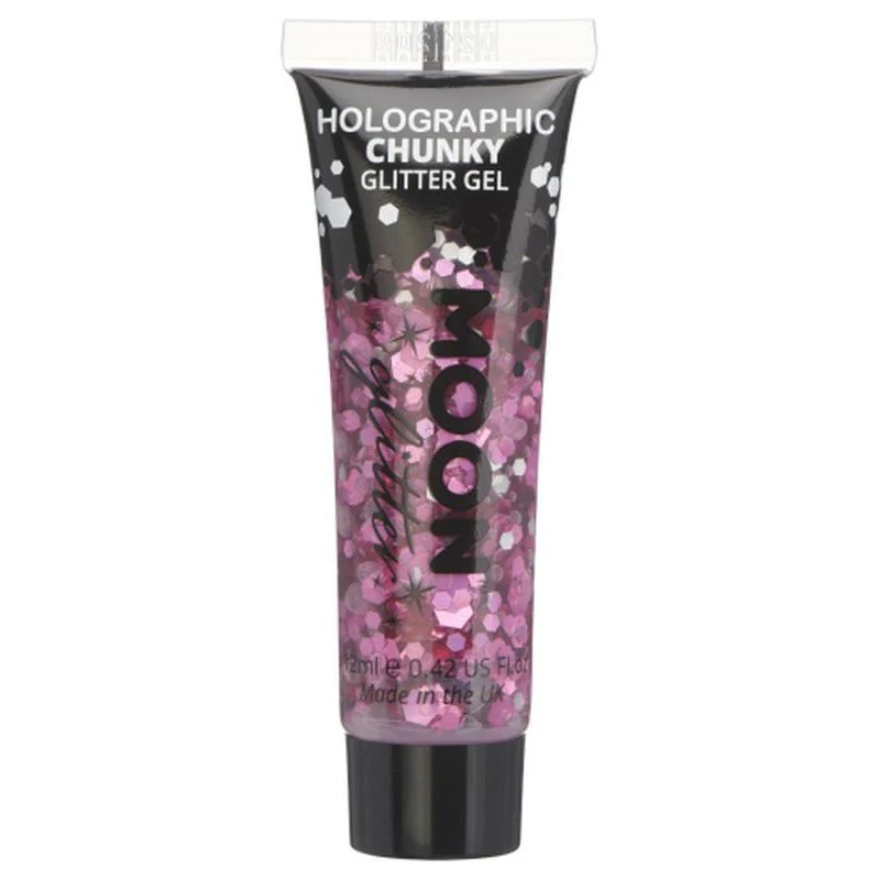 Moon Glitter Holographic Chunky Glitter Gel, Pink