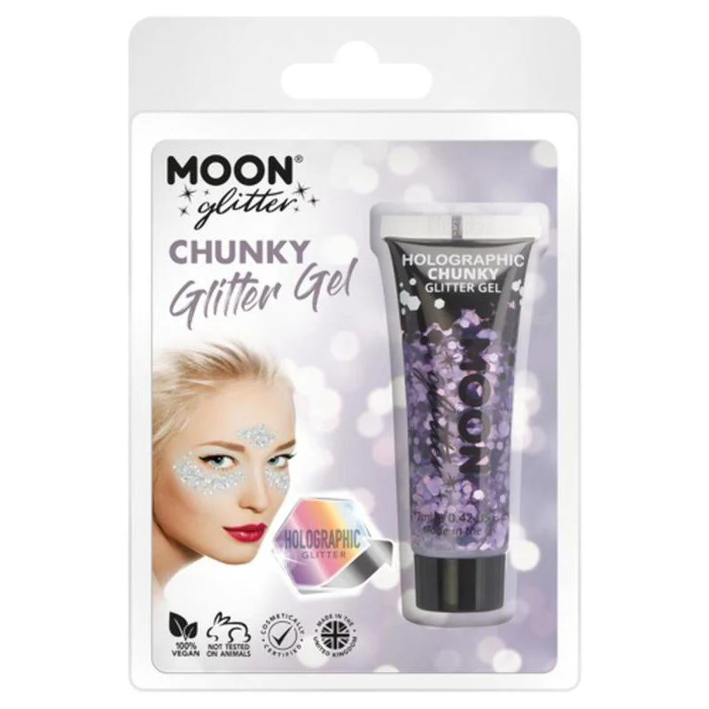 Moon Glitter Holographic Chunky Glitter Gel, Purple - Image 3