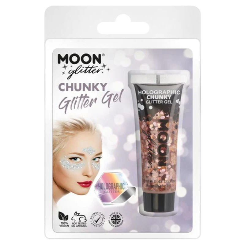 Moon Glitter Holographic Chunky Glitter Gel, Rose Gold