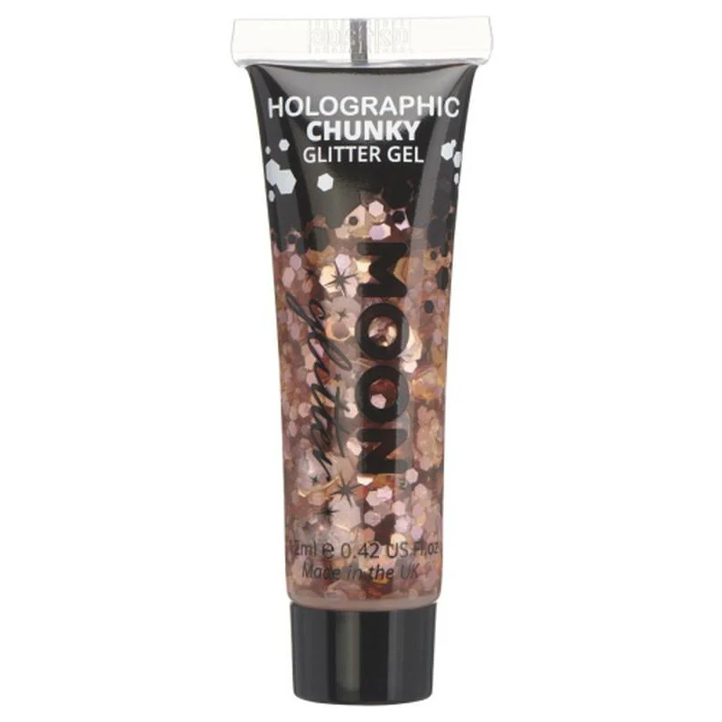 Moon Glitter Holographic Chunky Glitter Gel, Rose Gold - Image 3