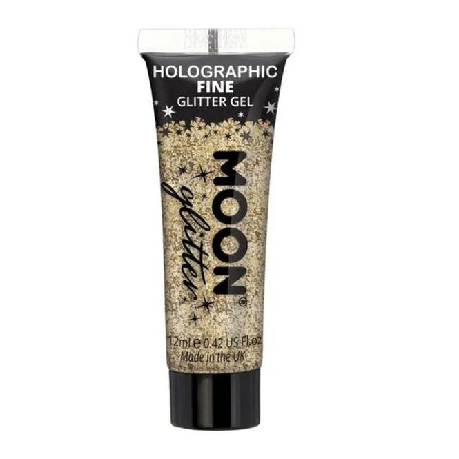 Moon Glitter Holographic Fine Glitter Gel, Gold, Single